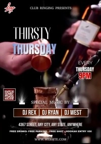 Black Maximalist Thirsty Thursday Party Flyer A3 template