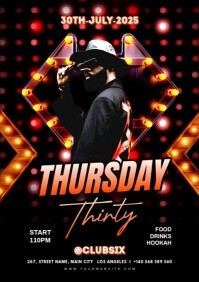 Black Maximalist Thirty Thursday Party A4 template