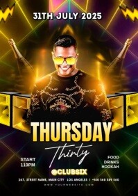 Black Maximalist Thirty Thursday Party A4 template