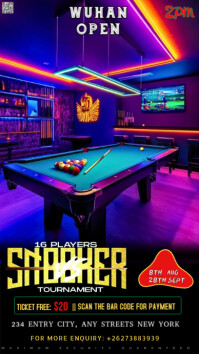 Black Maximalist This Image Is A Dynamic And Colorful Poster Or Flyer For A Snooker Tournament Insta template