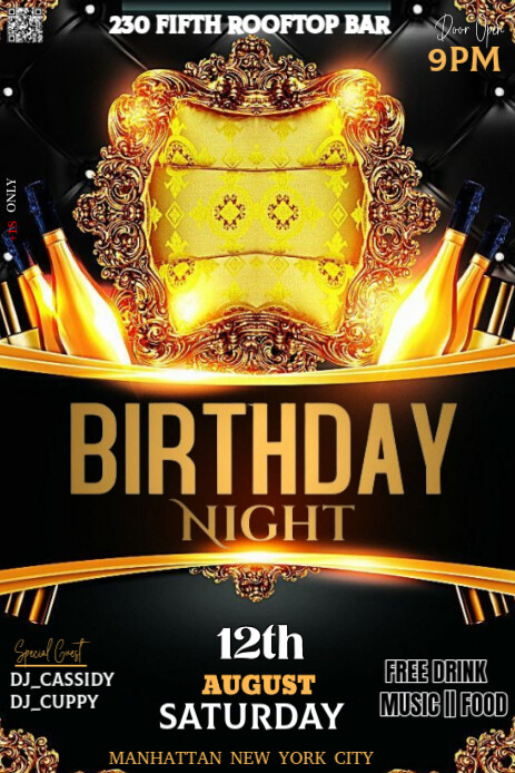 Black Maximalist This Image Is A Luxurious And Elegant Poster Design For A "birthday Night" Event  P Pinterest Grafieka template