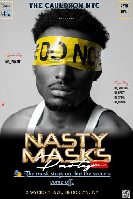 Black Maximalist This Image Is A Stark And Intriguing Flyer For An Event Called "nasty Masks Party V Графика Pinterest template