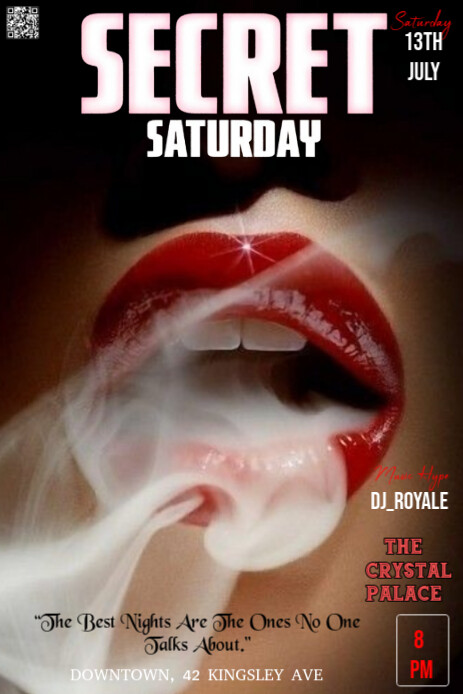 Black Maximalist This Image Is A Striking And Provocative Flyer For An Event Titled "secret Saturday ภาพกราฟิก Pinterest template