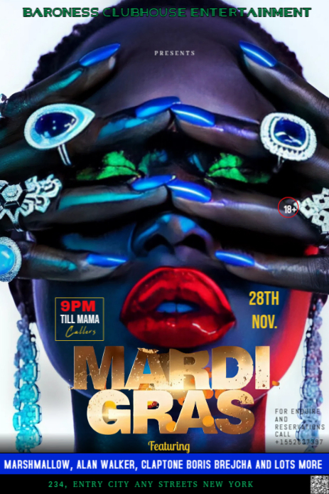 Black Maximalist This Is An Elaborate, High-art Poster For A Club Event Called "mardi Gras". The Des Pinterest Graphic template