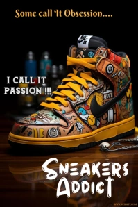 Black Maximalist This Vibrant Poster Design Template Flyer Entitled "sneakers Addict  Pinterest Grap