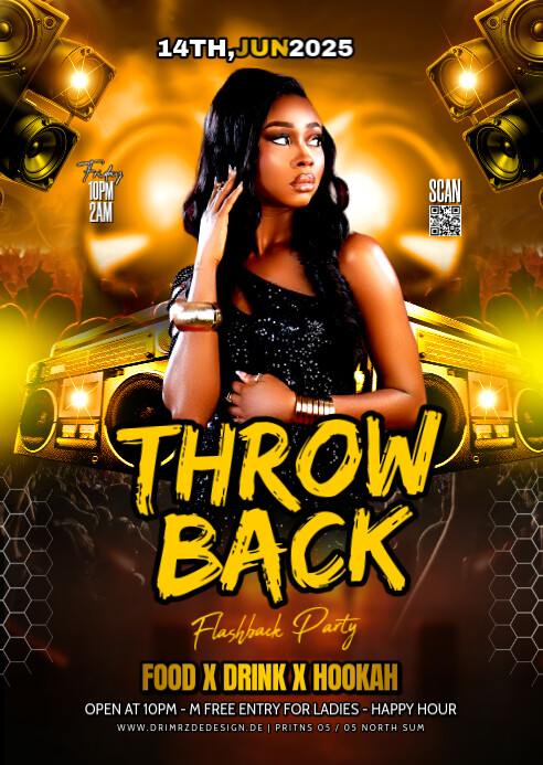 Black Maximalist Throwback Party A6 template