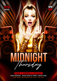 Black Maximalist Thursday Midnight Party A4 template