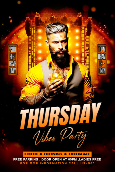 Black Maximalist Thursday Night Party Banner 4' × 6' Template ...