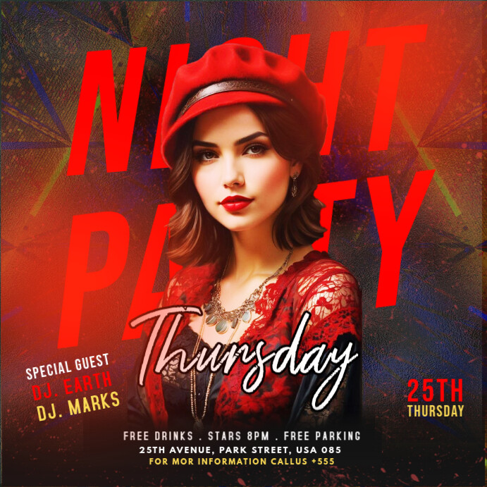 Copy of Black Maximalist Thursday Night Party Instagram Post | PosterMyWall