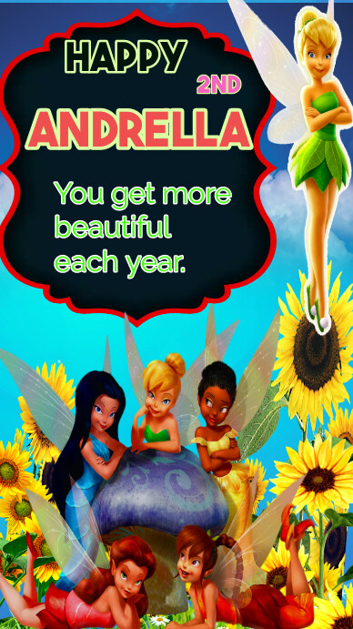 Black Maximalist Tinkerbell Happy Birthday In Instagram Story template