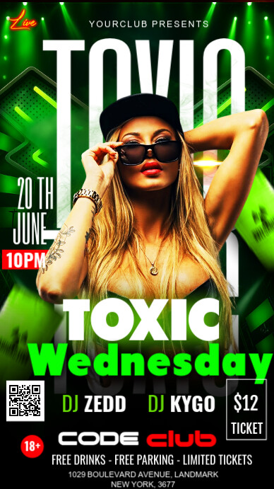 Black Maximalist Toxic Wednesday – Club Party Flyer" Instagram Story template