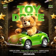 Black Maximalist Toy Drive Event Flyer – Christmas Kids Charity, Holiday Donation & Community Celebr Instagram Post template