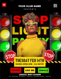 Black Maximalist Traffic Light Party Flyer (us Letter) Volante (Carta US) template