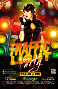 Black Maximalist Traffic Light Party Flyer  Half Page Wide Halv side bred template