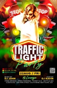 Black Maximalist Traffic Light Party Flyer  Tabloid template