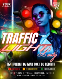 Black Maximalist Traffic Light Party Poster/wallboard template