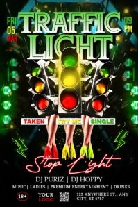 Black Maximalist Traffic Light Poster template