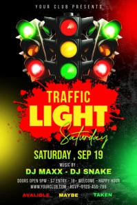 Black Maximalist Traffic Light Saturday Poste Poster template