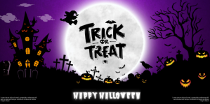 Black Maximalist Trick Or Treat Eventbrite Banner template