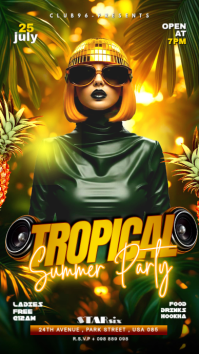 Black Maximalist Tropical Summer Party Instagram Story template