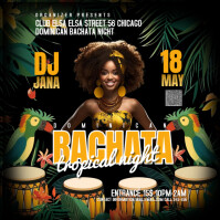 Black Maximalist Tropical Yellow Instagram Post Wpis na Instagrama template