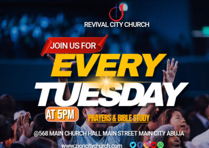 Black Maximalist Tuesday Midweek Service Postcard Template | PosterMyWall