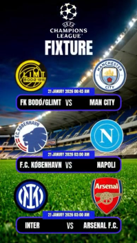 Black Maximalist Uefa Champions League Fixture Match Day Today Instagram Story template