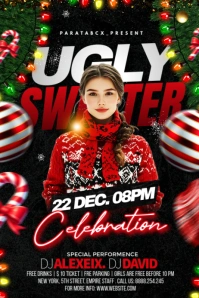 Black Maximalist Ugly Sweater Celebration  Banner 4' × 6' template