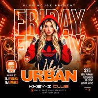 黑色 Urban Club Event Square Template