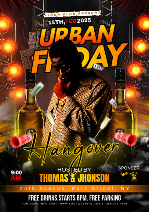 Black Maximalist Urban Friday Party A5 template