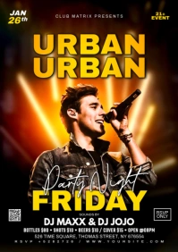 Black Maximalist Urban Friday Party Night  A3 template