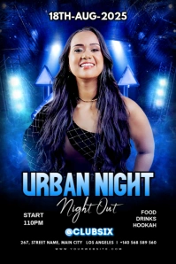 Black Maximalist Urban Night Party Flyer Banner 4' × 6' template