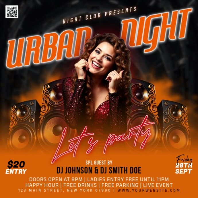 Black Maximalist Urban Night Party Instagram Post Template | PosterMyWall