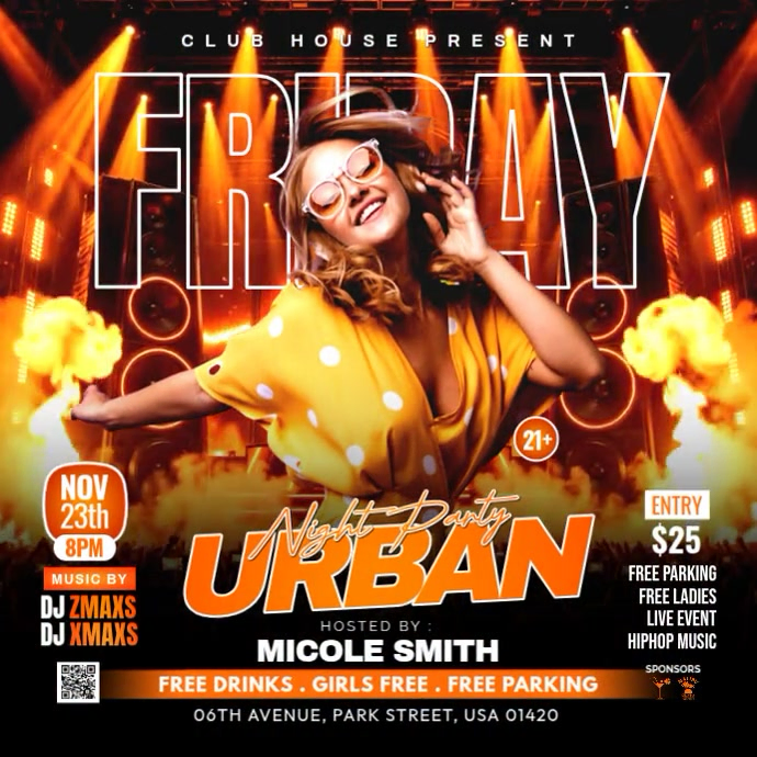 Black Maximalist Urban Night Party Instagram Post Video Template ...