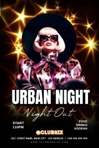 Black Maximalist Urban Night Party Poster template