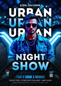 Black Maximalist Urban Night Show Party A5 template
