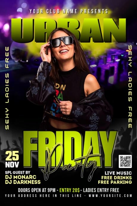 Black Maximalist Urban Party Poster Plakkaat template
