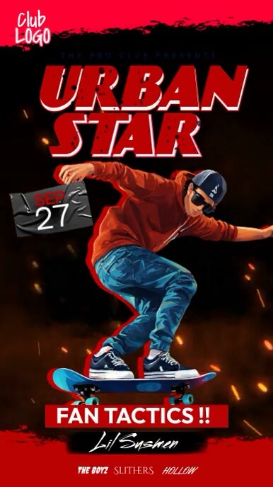 Black Maximalist Urban Star Skating Instagram template