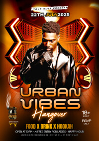 Black Maximalist Urban Vibes Party A4 template
