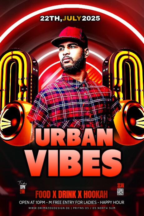 Black Maximalist Urban Vibes Party Poster Plakkaat template