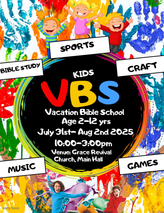 Black Maximalist Vacation Bible School Flyer (us Letter) Template ...