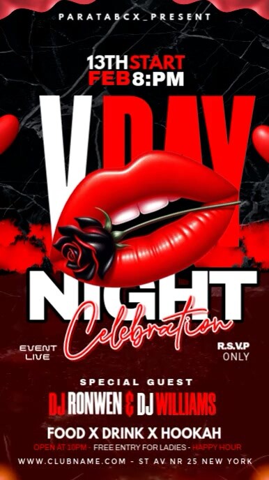 Black Maximalist Valentine’s Event Party Digital Display (9:16) template