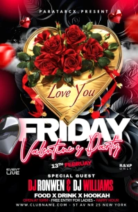 Black Maximalist Valentine's Day Party Invitation Tabloid Boulevardzeitung template
