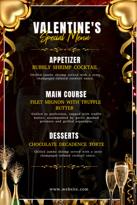 Pinterest List Menu Black Maximalist Valentine's Menu Pinterest Graphic Template | PosterMyWall
