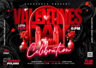 Black Maximalist Valentine Day Celebration Party  Postcard Postal template