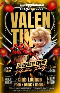 Black Maximalist Valentine Day Party Half Page Wide Halve pagina breed template