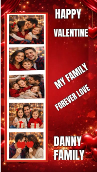 Rød Valentine's Family Celebration Цифровой дисплей Template