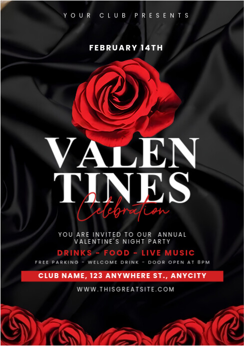 Black Maximalist Valentines Celebration Party A4 template