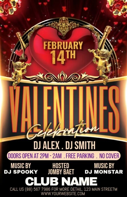 Black Maximalist Valentines Half Page Wide Halfbladsy Breed template