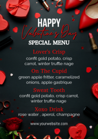 Black Maximalist Valentinesdayspecialmenu, A4 template